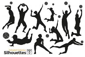 Sagome Isolate Di Pallavolo Giocatori Che Praticano Sport Volleyball Volleyball Silhouette Kids Playing Sports