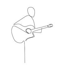 Person Sing A Song With Acoustic Jazz Guitar Continuous One Line Art Drawing Vector Illustration Minimalist Design Person Clipart Player Man Png And Vector W Line Art Abstract Line Art Minimalist