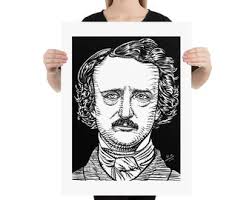 EDGAR ALLAN POE retrato de tinta
