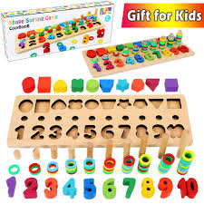 Cozybomb Wooden Number Puzzle Sorting Montessori Toys For Toddlers Montessori Toys Educational Toys For Toddlers Math Toys