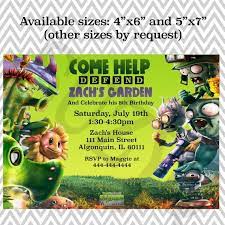 A Plants Vs Zombies Garden Warfare Kid S Birthday Party Invitation Video Game Birthday Invitation Custom Digital Files Diy Print In 2021 Party Invite Template Kids Birthday Party Invitations Birthday Party Invitations