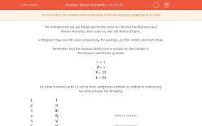 roman numerals 1 to 50 1 worksheet edplace