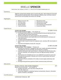 assistant managers resume example