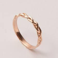 Braided Ring 18k Rose Gold Stackable Ring Wedding Band 18k Gold Ring Ring Rose Gold Band Unisex Ring Wedding Band Promise Ring 4 Rose Gold Stackable Rings Gold Rings Braided Ring