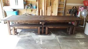 12 Ft Farmhouse Table With Benches I Built Farmhouse Table With Bench Farmhouse Table Decor Farmhouse Table