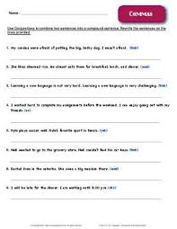 Combining sentences worksheet for 5th. Worksheet Commas Use Conjunctions To Combine Two Sentences Into A Compound Sentence Conjunctions Worksheet Complex Sentences Worksheets Compound Sentences