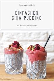 Veganes Rezept Fur Einen Einfachen Chia Pudding Mit Herrlicher Himbeer Dattel Creme Dazu Ein Bisschen M Chia Pudding Rezepte Chia Pudding Chia Pudding Rezept