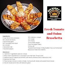 Big Daddy S Pizzeria Recipe For Fresh Tomato And Onion Bruschetta See All The Amazing Din Healthy Gluten Free Dinner Recipes Brushetta Recipe Bruchetta Recipe