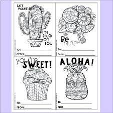 Coloring pages for kids of all ages. Valentines Day Cards With Mini Coloring Pages Tpt