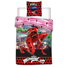 Miraculous Parure De Couette 1 Housse De Couette 140x200 Cm 1 Taie D Oreiller 63x63 Cm Rouge Achat Vente Housse De Couette Et Taies Cdiscount