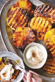 Spice-grilled Pineapple With Smoky Whipped Cream - The Key Is To Grill Over A Hot Fire So You Caramelize The Grilled Pineapple Bbq Recipes Vegetarian Grilling