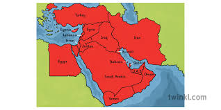 While the region is known for its arid climate, not all of the land consists of desert. Map Of Middle East Labelled Ks2 Illustration Twinkl