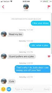 In the age of tinder, hooking up and getting yourself a date has never been so easy. My Latest Tinder Conversation Bjj