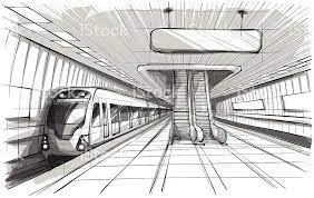 Subway Or Metro Rail Train Graphic. . | Perspective Drawing Architecture,  Train Drawing, Perspective Art