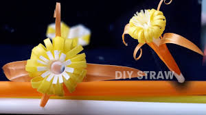 How To Make Straw Flowers Fold Flowers With Drinking Straw Diy Straw Drinking Straw Crafts Floral Magnets