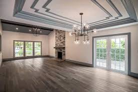 #dining room #wall mural #table chairs #white trim #wood floors #black chairs. 15 Amazing Ways To Use White Walls Grey Trim In Your House Jimenezphoto