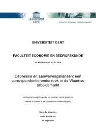 Depressie En Aanwervingskansen Een Correspondentie Onderzoek In De Vlaamse Arbeidsmarkt