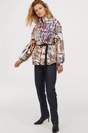 Jacket With Tie Belt Natural White Patterned Ladies H M Us Fashionista Trend Jackets Quilted Jacket