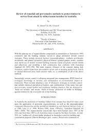 Customized pest and termite services. Pdf Review Of Remedial And Preventative Methods To Protect Timber In Service From Attack By Subterranean Termites In Australia