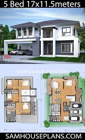 House Plans Idea 17x11 5m With 5 Bedrooms Sam House Plans House Blueprints Model House Plan Two Storey House Plans