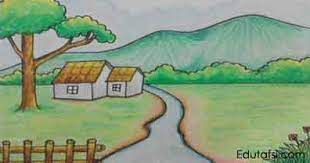 Menggambar pemandangan ini bisa diawali dengan sketsa pensil terlebih dahulu atau langsung dengan crayon. 48 Cara Menggambar Pemandangan Indah Dan Mudah