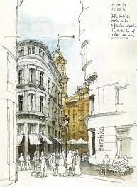 Malaga Calle Larios Architecture Sketch Architecture Drawing Architectural Sketch