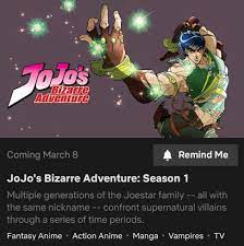 Watch free anime online or subscribe for more. Jojo S Bizarre Adventure Season 1 Coming To Netflix On March 8th Anime