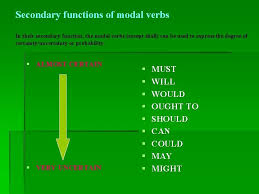 They express modality and thus denote desires, abilities, obligations, or possibilities. Modal Verbs Using The Modal Verbs We May