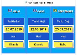 Jadual gaji berikut memaparkan maklumat bulan, tarikh dan hari gaji serta catatan nama hari perayaan jika diharap maklumat mengenai tarikh gaji bulanan kakitangan awam ini bermanfaat buat semua pembaca khususnya para pekerja kerajaan. Jadual Tarikh Gaji Bulanan Kakitangan Sektor Awam Kerajaan Malaysia Steemit