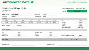 Opportunity to grow in a prominent business. How To Create An Automated Payslip In Excel Youtube