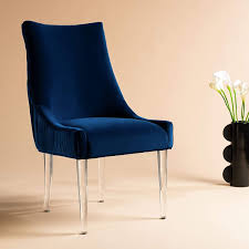 De Acrylic Leg Dining Chair Blue Modern Contemporary Upholstered Home Kitchen Furniture K In 2020 Dining Chairs Upholstered Side Chair Solid Wood Dining Chairs