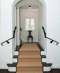 Black And White Stair Runner Sisal Stair Runner Black Iron Rails Stairs Carpete Escadas Decoracao