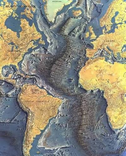 La estructura que aparece en la imagen no es una cordillera continental,  sino la dorsal oceánica global, una cadena montañosa submarina que recorre  prácticamente todo el planeta. Se extiende por unos 60