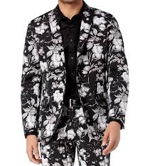 Black And White Floral Suit Harry Styles Inc New Black Mens Size Medium M Slim Fit Two Button Printed Blazer 129 149 Fashion Clothing Shoes A With Images Floral Print Blazer Slim Fit Blazers Mens Shirt Dress