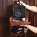 Hot personalised toiletry bag Free Shipping Personalised Embroidered Mens  Leather Toilet Wash Bag with Strap Black or Brown eBay