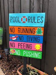 Pool Rules Hand Painted Wood Sign Arrows Hot Tub Rules Custom Pool Sign Outdoor Signs Pool Dekor Diy Pool Ideen Aussenschilder