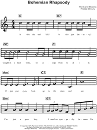 The best kind of sheet music for new beginners are the easy piano sheet music with letters already printed. Queen Bohemian Rhapsody Sheet Music For Beginners In C Major Download Print Sku Mn0136528