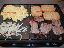 Breakfast On The Velata Raclette Scrambled Eggs Hash Browns Breakfast Steak And Fried Onions So Ma Raclette Dinner Party Family Fun Recipe Raclette Recipes