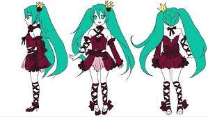 Miku Vintage Dress Concept Art Chibi Outline Vocaloid Concept Art