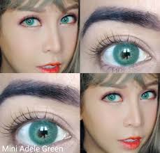 คอนแทคเลนส์ สายฝอ. รุ่น Mini Adele สีเทา/เขียว gray/green มีค่าสายตา  (0.00)-(-6.00) เปลี่ยนแทนทุกเดือน