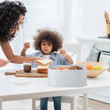 Hossejoy Metal Bread Box with Reversible Bamboo Cutting Lid, Bread Storage  Container for Kitchen Countertop, Modern Bread Bin Holder Breadbox (White)  ...