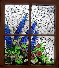 Mosaic Stained Glass Delphiniums In The Window By Catherine Van Der Woerd In 2021 Stained Glass Flowers Stained Glass Mosaic Stained Glass