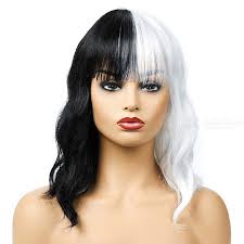Shop for a range of cheap hunman hair wigs today from our store. Short Wigs For Halloween Cosplay Women Kinky Straight Synthetic Hair Wig Black White 2 Tones Patchwork Dealextreme