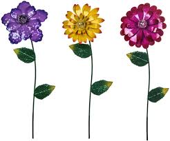 6 rustic metal flowers self taught artist listed garden brut art. Buy Dusvally Metal Flower Stake Garden Stake Outdoor Glow In Dark Yard Lawn Ornaments Plant Pot Flower Bed Decor Set Of 3 Colorful Online In Turkey B0924hyr5v