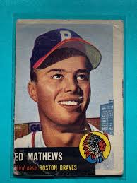 1953 Topps Baseball 37 Ed eddie Mathews, Boston Braves, Baseball Trading  Cards