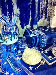 Blue White Silver Candy Buffet Used For My Wedding Sweet 16 Masquerade Blue Sweet 16 Candy Buffet Centerpieces