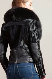 Starr Calfskin Leather Moto Jacket With Detachable Fox Fur Collar Overland Fur Jacket Street Style Leather Jacket Fur Jacket Outfit