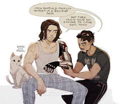 Bucky Barnes Winter Soldier Tony Stark Iron Man Cat White Bucky Barnes Fanart Tony Stark Fanart Avengers Comics