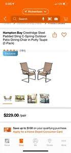 We did not find results for: 6 Hampton Bay Crestridge Steel Padded Sling C Spring Patio Dining Chairs Ebay