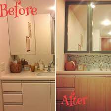 バス トイレ ナチュラルインテリア diy かわいい セリア などのインテリア実例 2018 03 28 20 55 50 roomclip ルームクリップ 洗面所 タイルシール インテリア ナチュラル インテリア